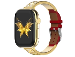 Correa para Apple Watch de 42/41/40/38 mm - Mariposa híbrida: acero inoxidable y cuero genuino.