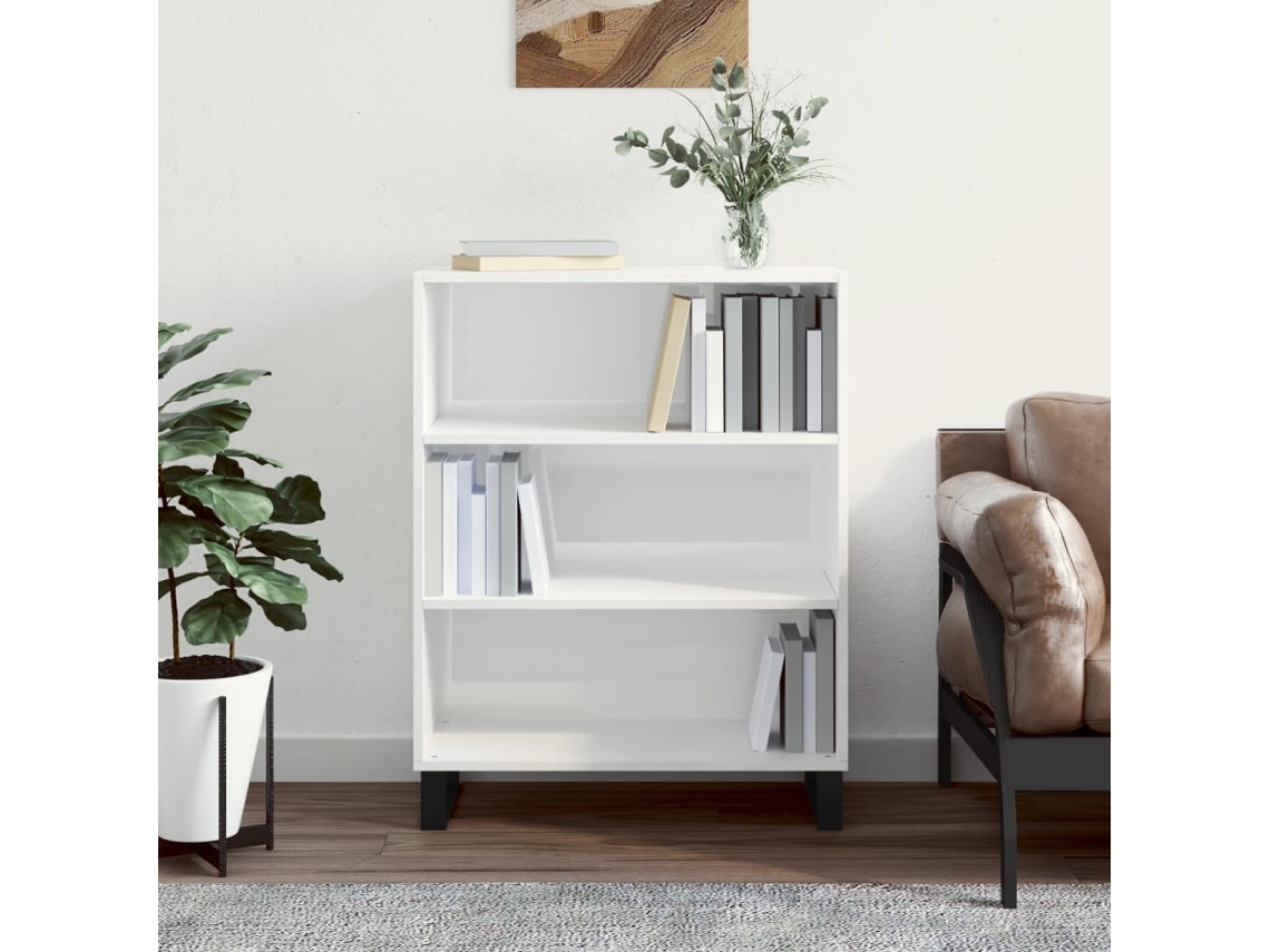 Estantería Madera De Ingeniería Blanco Brillo 69,5x32,5x90 Cm