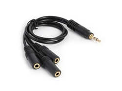 Adaptador Divisor De Audio Estéreo De 3,5 Mm Con Conector Plateado A Dorado Para Auriculares De 1 A 3 Vías Y Cable Auxiliar.