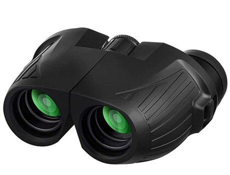 Binoculares compactos 12X25 con visión nocturna con poca luz para niños Binoculares impermeables para caza al aire libre Negro BISBISOUS