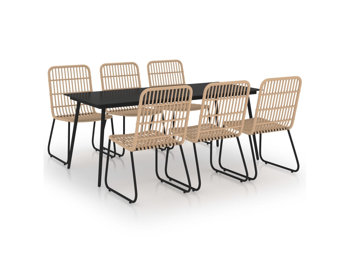 Maison Exclusive - Juego De Comedor Para Jardín 7 Piezas Ratán Sintético Y Vidrio
