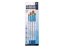Set de 4 pinceles profesionales de nailon para acuarela, acrílico, gouache, óleo y miniaturas - Hengrongshen