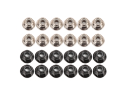 24pcs Porcas De Fixação M4 De Metal Com Borda Anti-deslizante Para Carros Rc 1/10 Acessórios Preto E Prata