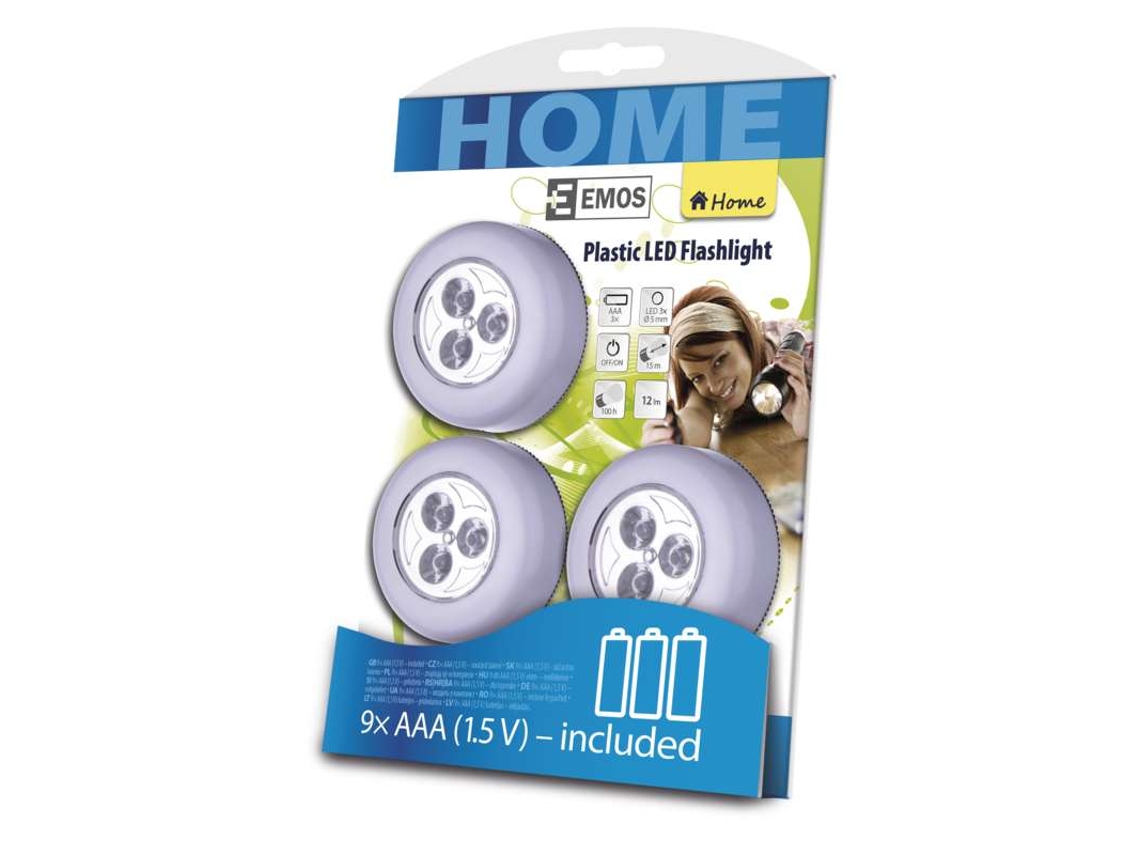 Juego De 3 Lámparas LED De Plástico EMOS Para Interiores De Armarios 12 Lm