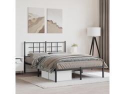 Estructura Cama Sin Colchón Con Cabecero Metal Negro 140x200 Cm