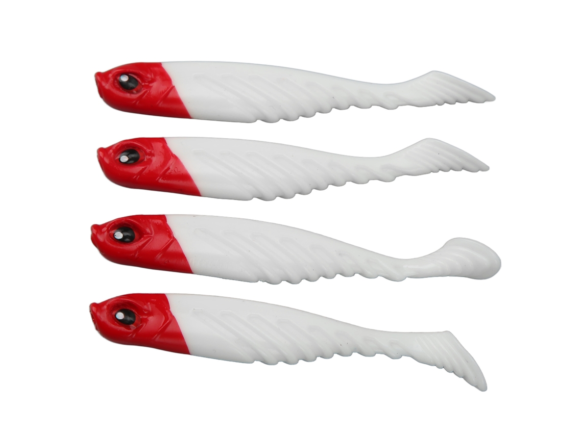 2026rebe-4pcs Cebo Suave T Tail Lure Ar48 Swimbait 75mm 3.2g Para Pesca En Agua Dulce Y Salada Cabeza Roja