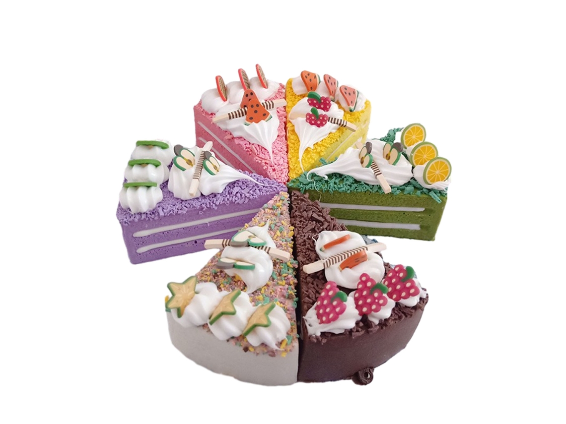 Ats-6 Piezas Mini Tarta Artificial De Pu Rebanada Falsa Modelo De Postre Decorativo Para Cocina Panadería