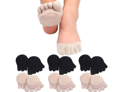 6 Pares De Calcetines Toe Topper Invisibles Sin Mostrar Con 5 Dedos Antideslizantes Para Mujer