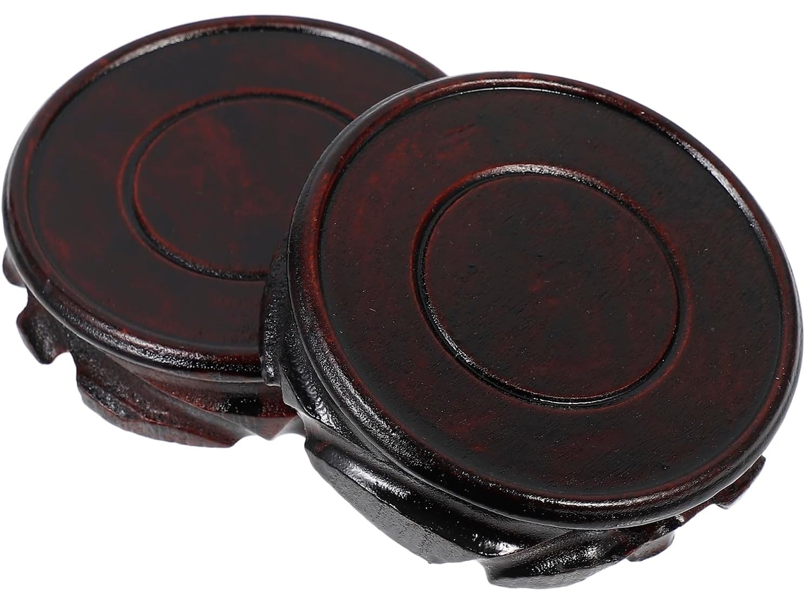 Bases Redondas Decorativas Madera Maciza Macetas Jarrones Superficie Estar Oficina Estilo Retro Artístico Lisa