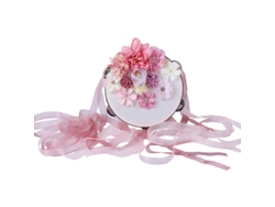Cuich Tambor de percusión portátil pandereta de mano, flores de seda con campanas de metal de abedul de 6,9 ​​pulgadas