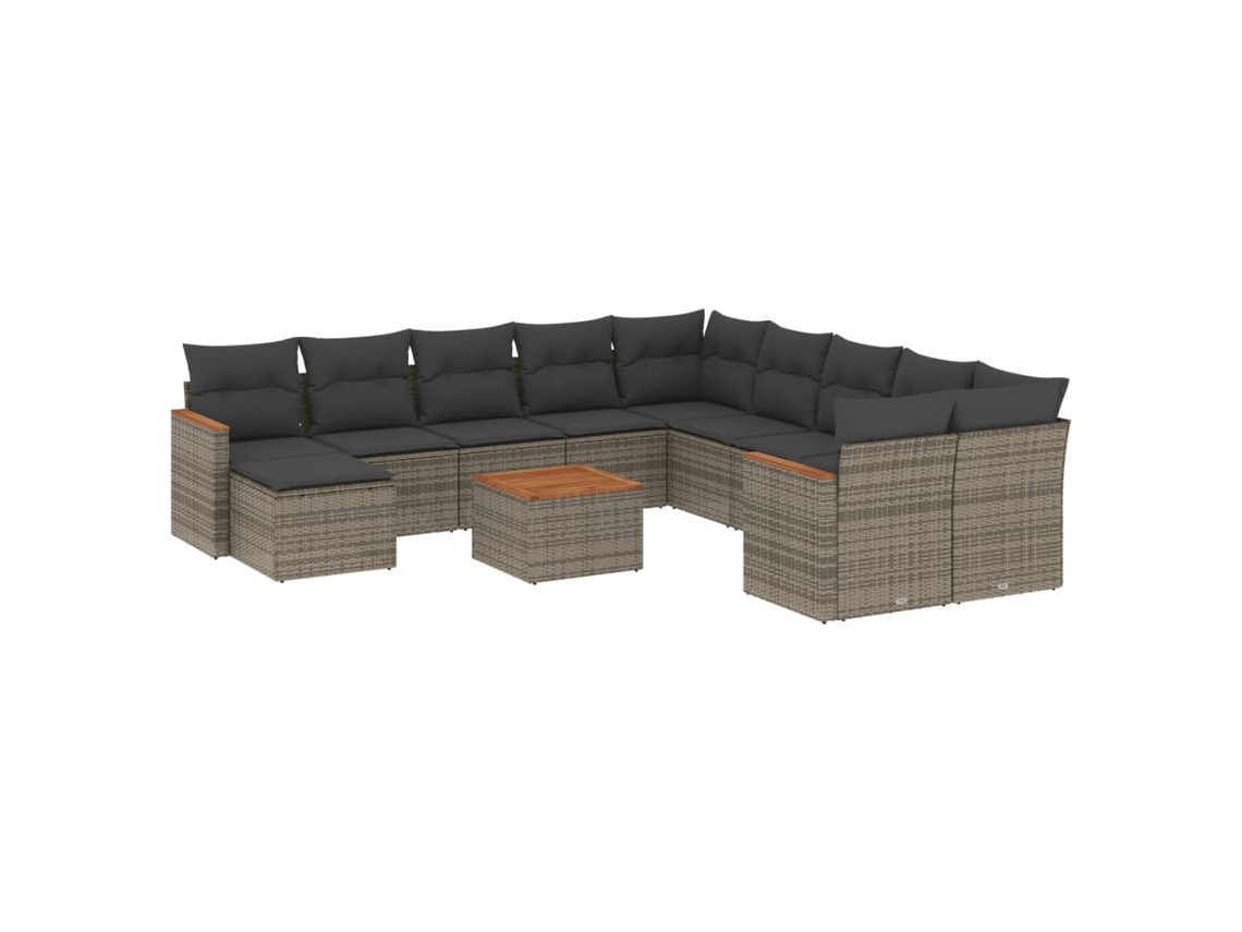 Maison Exclusive - Set De Sofás De Jardín 12 Pzas Con Cojines Ratán Sintético Gris