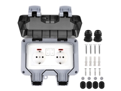 Enchufe Exterior Ip66 Con Protección Contra La Intemperie, Enchufe Doble Con Interruptor, Contacto De Protección Para Zonas Húmedas Y Exteriores.