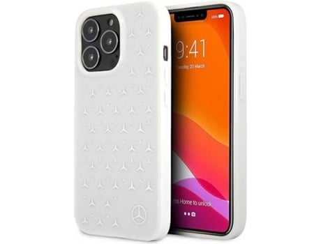 Carcasa Apple MERCEDES iPhone 13, 13 Pro Hardcase Blanco, Plateado