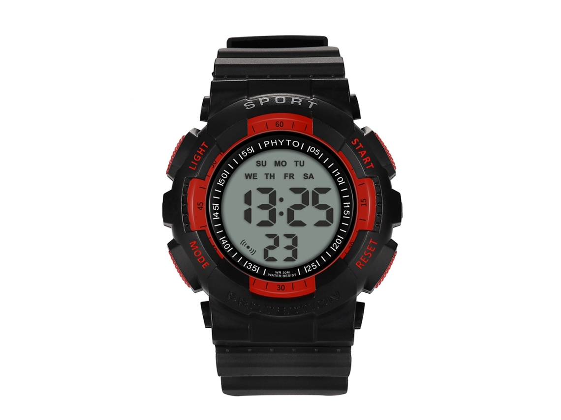 Reloj Deportivo Electrónico Para Hombre Con Pantalla Digital Y Cristal (rojo)