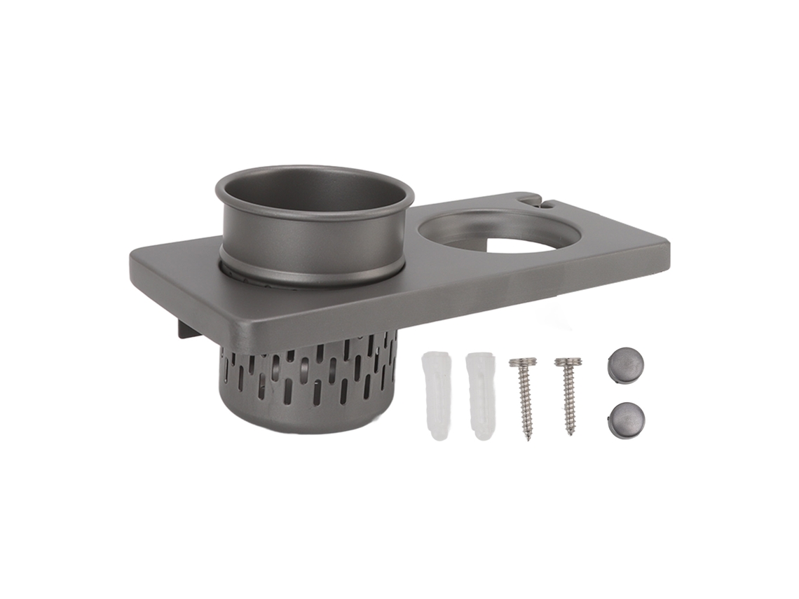 Soporte De Pared Para Secador De Pelo En Aleación De Aluminio Con Organizador Para Baño Interior.
