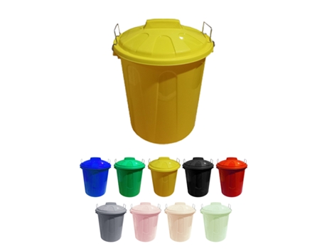 Cubo Basura de plástico Com Tapadera | Cubo almacenaje e reciclar Amarillo 100 litros