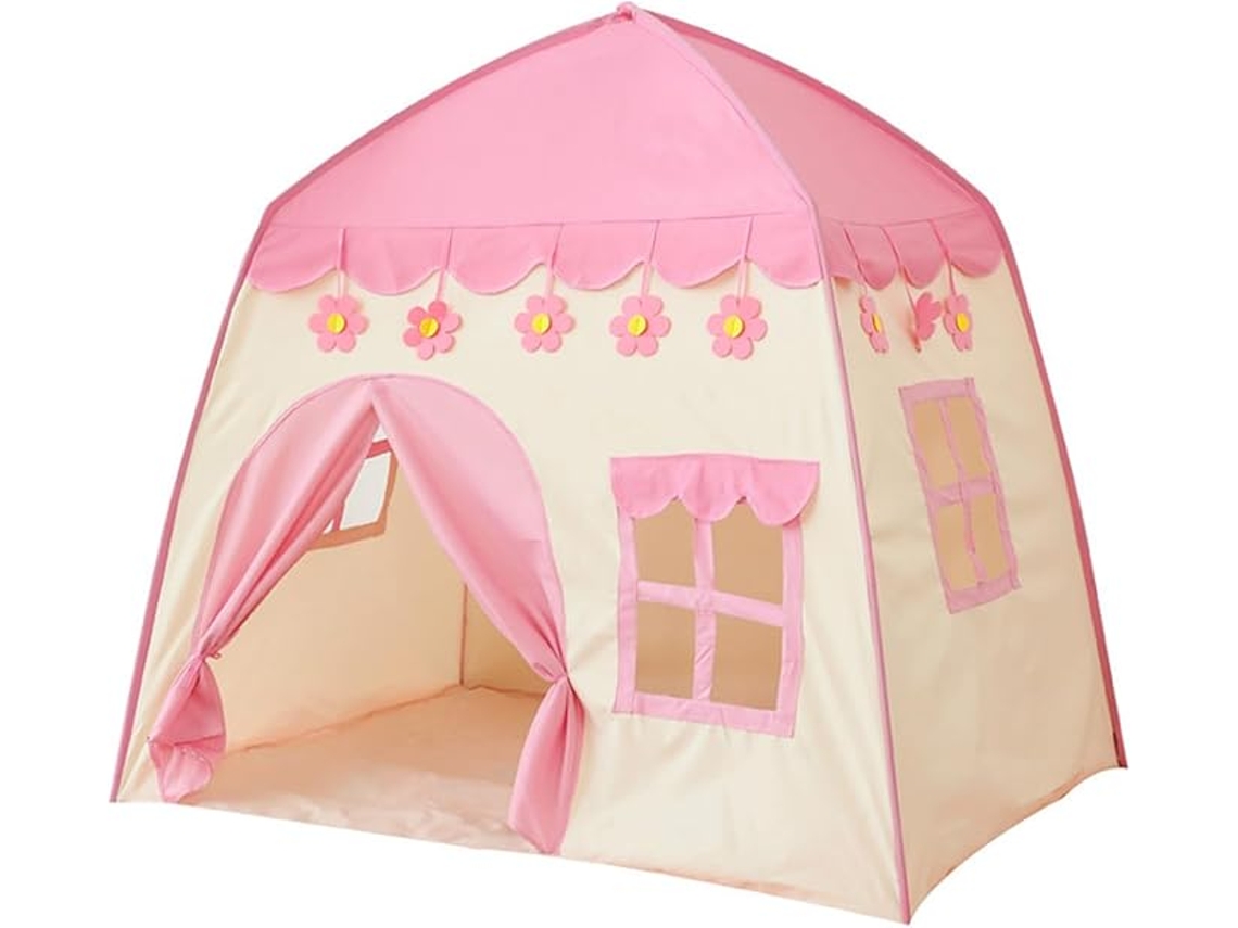 Tienda de campaña Princesa, para entretenimiento infantil en interiores y exteriores, 51 x 40 x 51 rosa Siurn