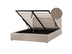 BELIANI Cama doble Montlaur de Bouclé Crema 169x216x89