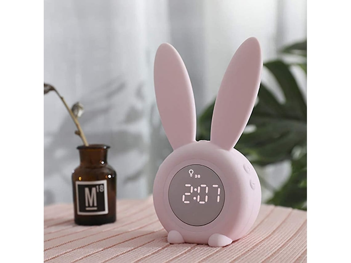 1Pc Rosa com Luzes Despertador de Coelho Fofo para Crianças