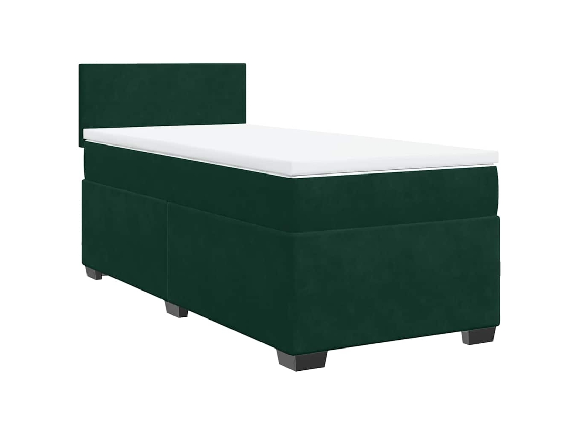 Maison Exclusive - Cama Box Spring Con Colchón Terciopelo Verde Oscuro 100x200 Cm