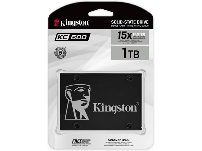 Disco SSD Interno KINGSTON KC600 (1 TB - SATA - 550 MB/s)