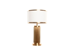 Lampara Sobremesa Laton Lino Dorado 36x36x62cm