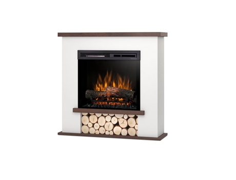 Chimenea LED eléctrica de pie TULA 23' Blanco mate / Roble 95 x 92 x 28 OUTINFIRE