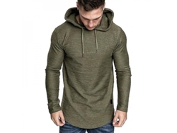 2026-camiseta Manga Larga Con Capucha Hombre Moda Casual Deportiva Solida Verano 2022 Gvc Xxxl Verde Ejército