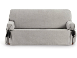 Funda de Sofá 3 Plazas EYSA Mid con Lazos (110 x 70 x 230 cm - Poliéster y Algodón - Gris claro)