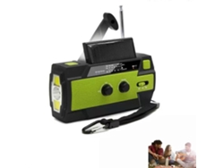 Radio portátil GOKOCO con manivela y cargador solar.