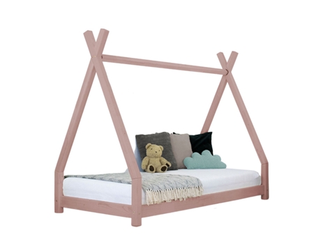 Cama tipi infantil NAKANA 80 x 160 rosa pastel BENLEMI