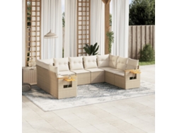 Conjunto de 9 sofás de jardín con cojines de mimbre beige de Dkd Home Decor