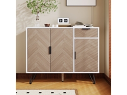 Aparador bajo con 3 puertas y 1 cajón, estilo MDF natural
