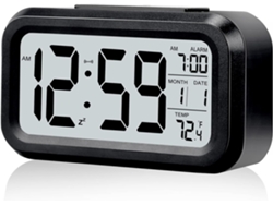 Despertador digital LCD 5,1", calendario, temperatura, snooze, fácil instalación Kofihety (negro)