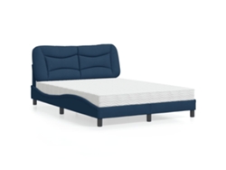 Cama Con Colchón Tela Azul 140x190 Cm