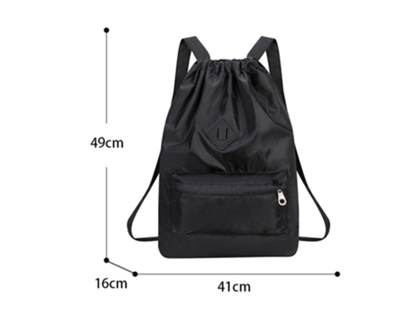Mochila con cordón, bolsa deportiva para gimnasio con compartimento para zapatos, mochila con cordón resistente al agua (negro)