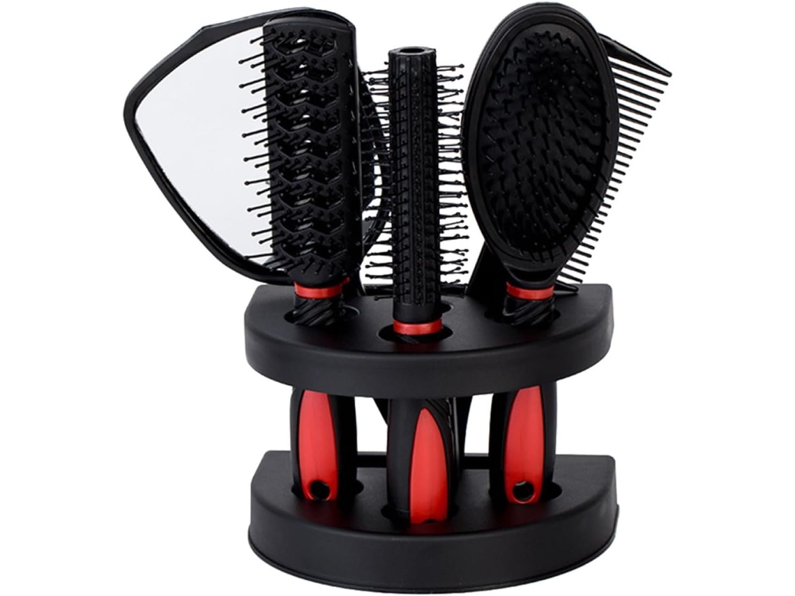 Conjunto De 5 Peignes A Cabello Bouclés Rouges En Plástico Espejo Compacto Ligero Pour Usage