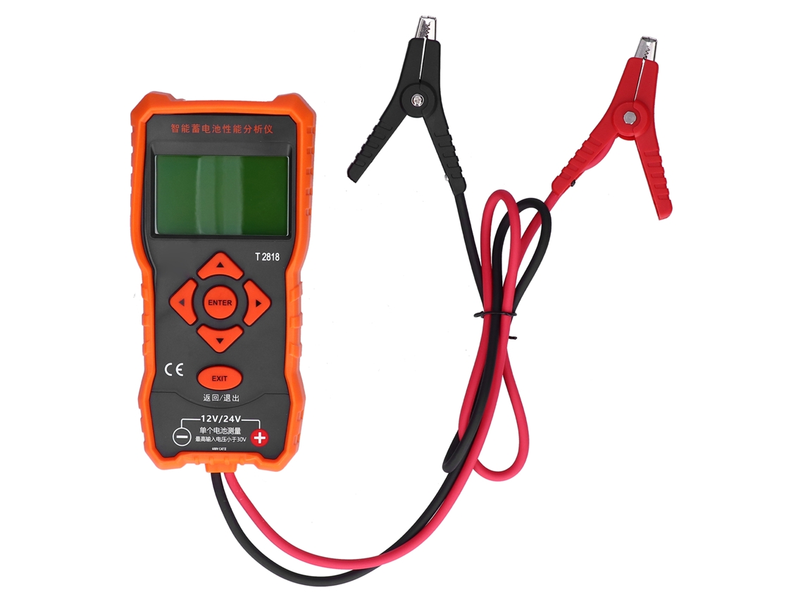 Probador De Baterías De Coche T2818 De 12/24 V, Analizador De Carga Automotriz Digital