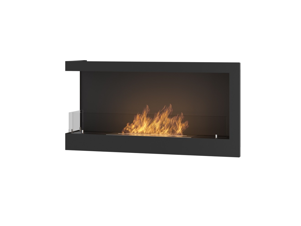 Corner 900 Left SimpleFire Chimenea de bioetanol integrable con vidrio