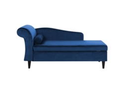 Chaise longue izquierdo BELIANI Luiro de Terciopelo Azul 160x70x77