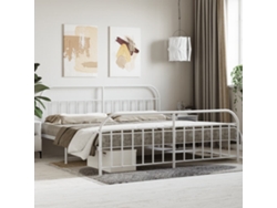 Estructura Cama Sin Colchón Con Estribo Metal Blanco 200x200 Cm