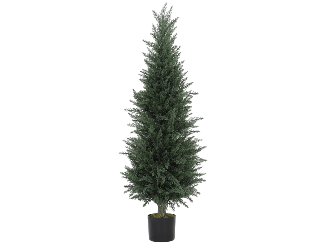 Ciprés Artificial 638 Hojas Maceta Resistente Uv Verde