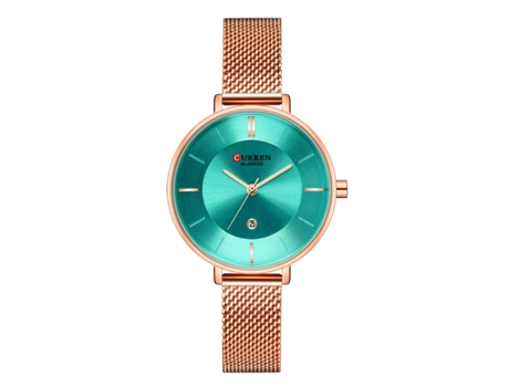 Relojes de Mujer Calendario Cinturón de Malla Reloj de Pulsera para Mujer Reloj Impermeable para Mujer-Concha Rosa Verde LUUCOZK