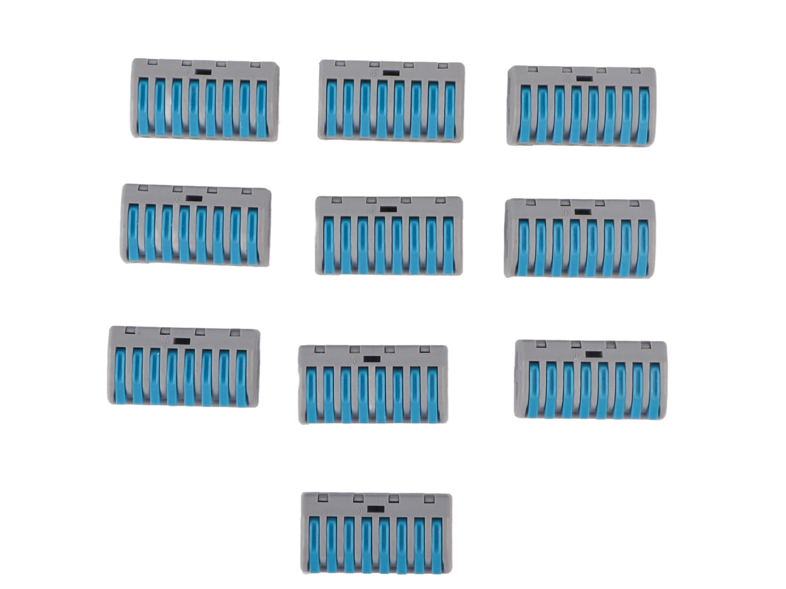 10 Piezas Conector De Cable Conductor 5 Puertos Terminal De Empalme Con Palanca Kit Para Cableado Azul