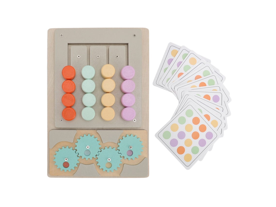 Bj-2 em 1 Jogo de Quebra-Cabeça Deslizante Colorido para Crianças - Jogo Educativo de Lógica em Madeira para Aprendizado Precoce