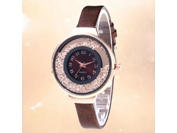 Reloj De Cuarzo Zhoulianfa Para Mujer, De Piel Sintética, Con Esfera Efecto Arena Movediza (marrón).