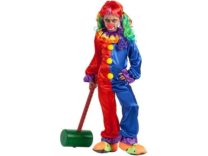 Disfraz de Niña DISFRAZZES Payasa Rojo Y Azul (Talla: 5 a 6 años)