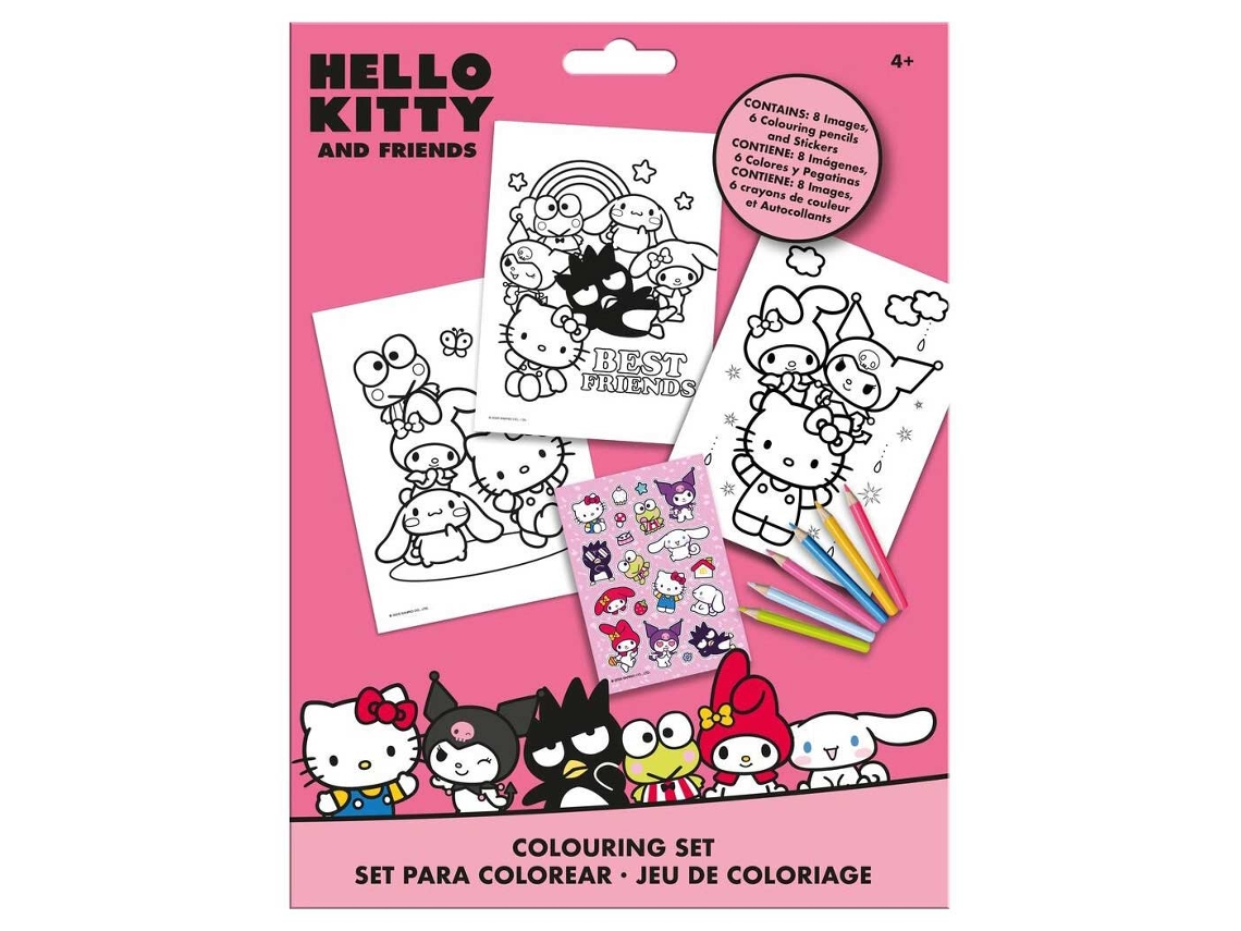 Conjunto Para Colorir Com Autocolantes Hello Kitty And Friends Hk50190