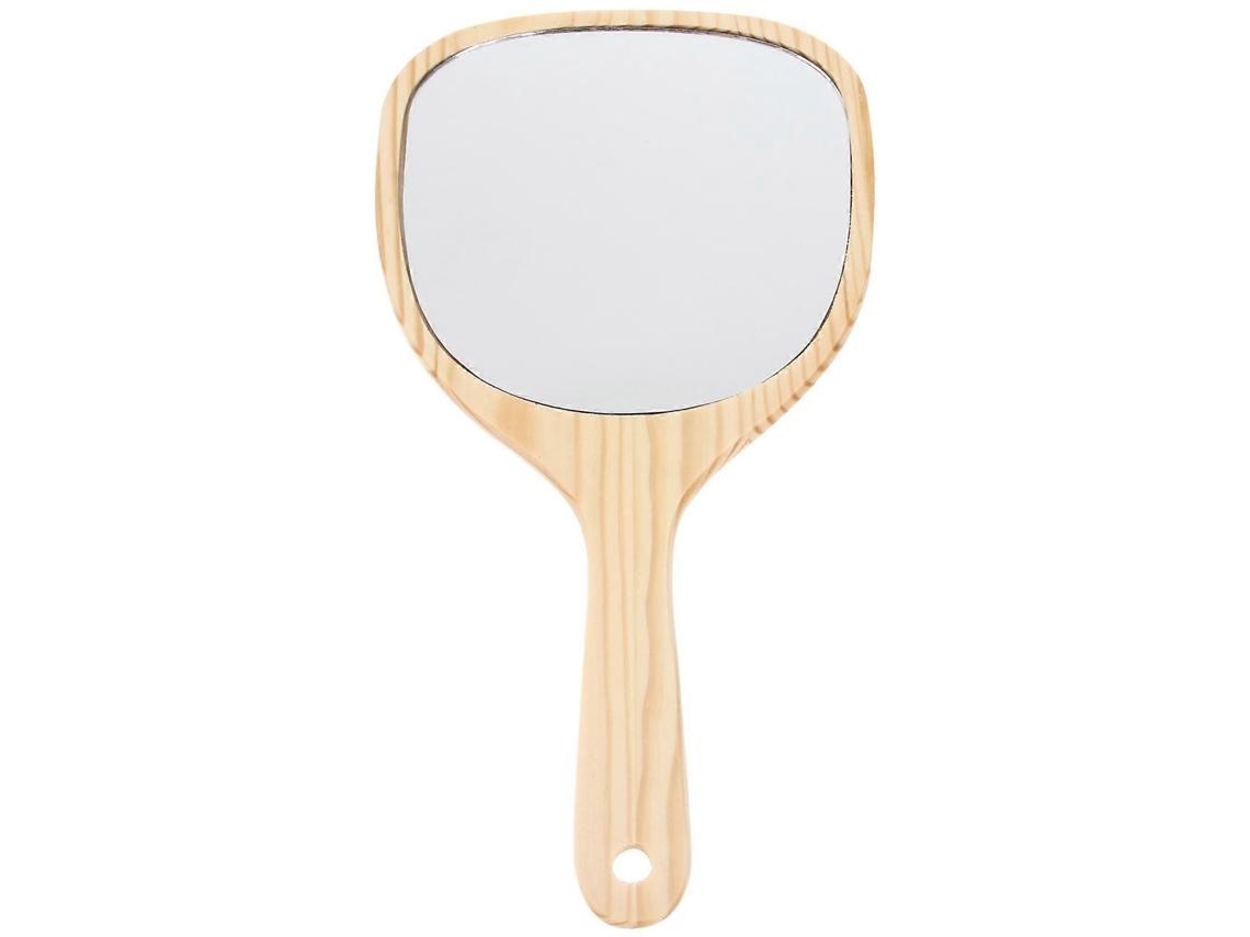 Omni-espejo De Mano Doble Lado Con Marco De Madera Espejo Cosmético De Madera Elegante Para Maquillaje Y Grooming 28,5x15cm