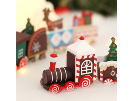 Tren de Navidad de madera Tren de decoración de Navidad para niños Calendario de adviento festivo Regalo de decoración, Rojo Blanco